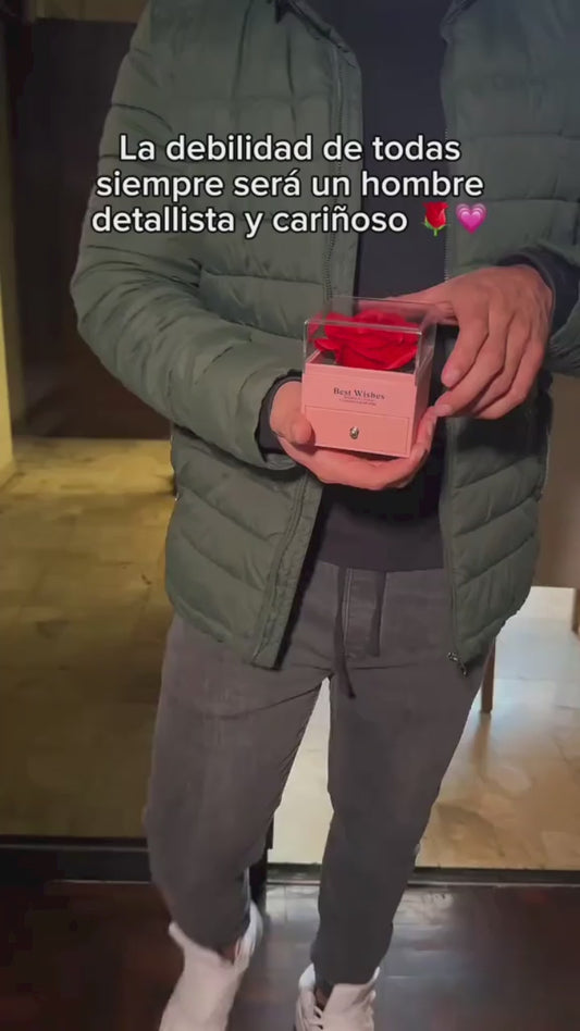 🎁EL DETALLE PERFECTO PARA SORPRENDERLA  JOYERO CON ROSA🌷 +SET DE CADENA+DIJE+ARETES🤩✨